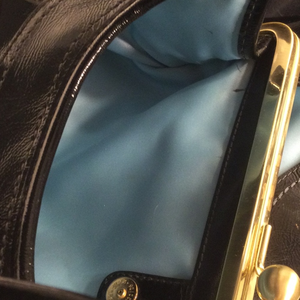 Coach 12520 Ergo Pleated framed patent leather satchel NWOT small pen markings - Picture 8 of 9
